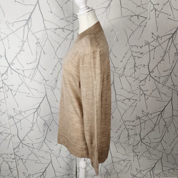 Badgley Mischka Beige 100% Merino Wool Mockneck Sweater - Picture 2 of 5